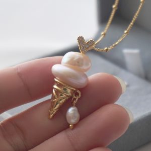 金筒奶霜珍珠吊坠